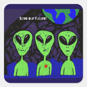 Alien Weltraum Erde UFO Martian Quadratischer Aufkleber