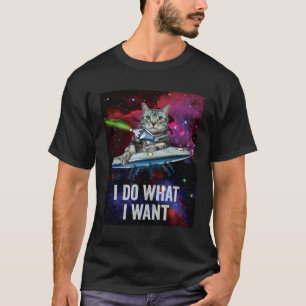 Alien Weltraum Katze UFO T-Shirt