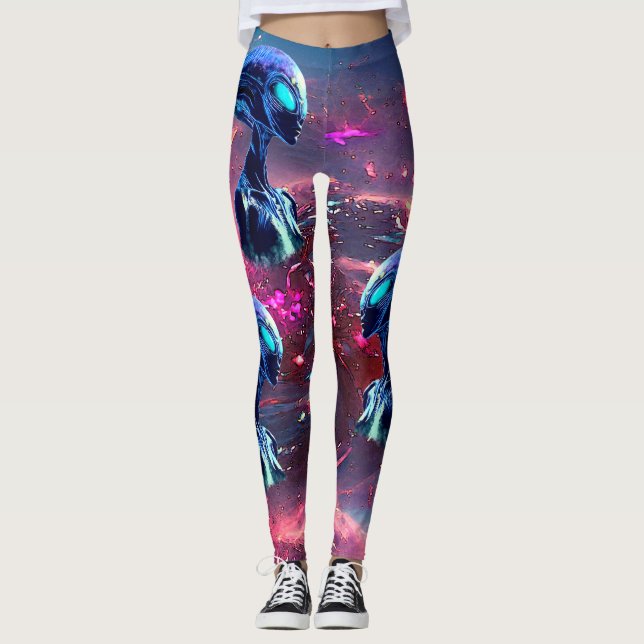 Alien Wisdom Psychedelic Scifi Art Leggings (Vorderseite)