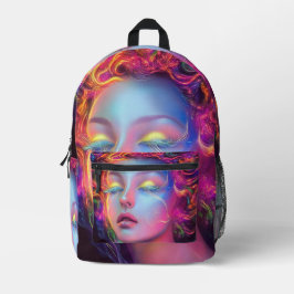 Alien Woman mit kosmischem Haar Bedruckter Rucksack