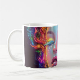 Alien Woman mit kosmischem Haar Kaffeetasse