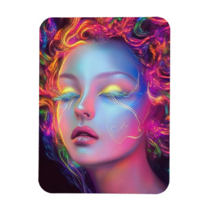 Alien Woman mit kosmischem Haar Magnet