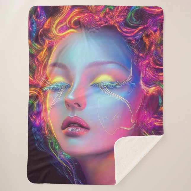 Alien Woman mit kosmischem Haar Sherpadecke (Vorderseite)