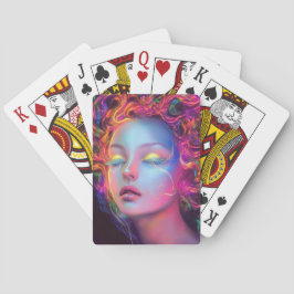 Alien Woman mit kosmischem Haar Spielkarten