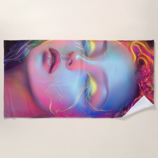 Alien Woman mit kosmischem Haar Strandtuch