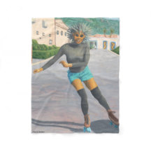 Alien Woman Roller Skaten Fantasy Art Blanket
