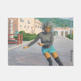 Alien Woman Roller Skaten Fantasy Art Door Mat Fußmatte