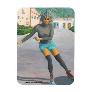Alien Woman Roller Skaten Fantasy Art Magnet