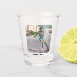 Alien Woman Roller Skaten Fantasy Art Shot Glass Schnapsglas