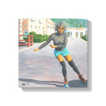 Alien Woman Roller Skaten Fantasy Canvas Print