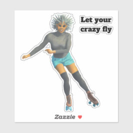 Alien Woman Roller Skaten Fantasy Custom Sticker