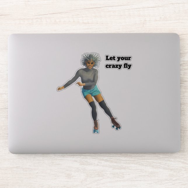 Alien Woman Roller Skaten Fantasy Custom Sticker (Computer)