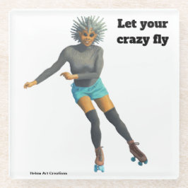 Alien Woman Roller Skaten Fantasy Glass Untersetze Glasuntersetzer