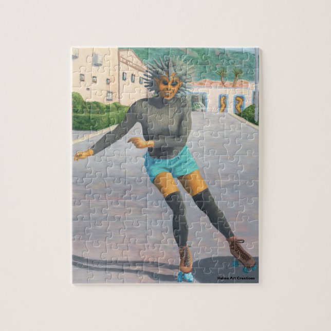 Alien Woman Roller Skaten Fantasy Small Puzzle (Vertikal)