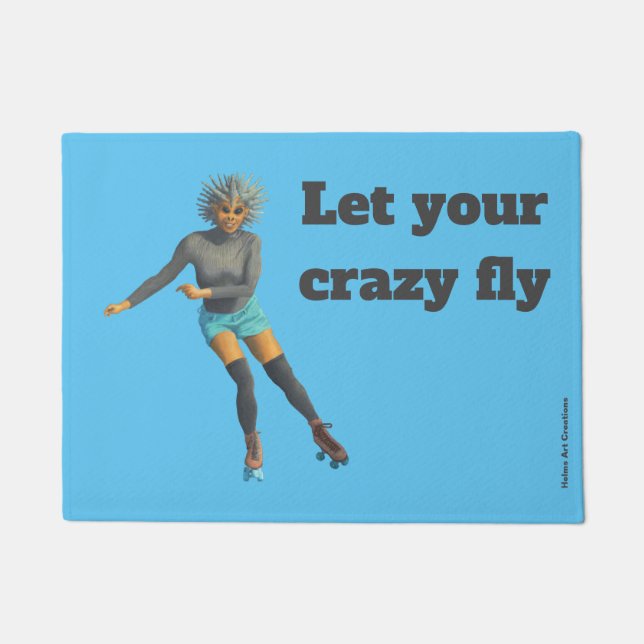 Alien Woman Roller Skater Fantasy Art Door Mat Fußmatte (Vorderseite)