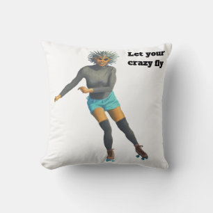 Alien Woman Roller Skater Fantasy Art Throw Kissen