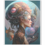 Alien Woman Surreal Science Fiction Art Aufkleber<br><div class="desc">Fantasy Art Produkte von The Lunarium.</div>