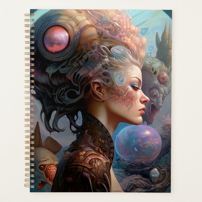 Alien Woman Surreal Science Fiction Art Planer (Vorderseite)