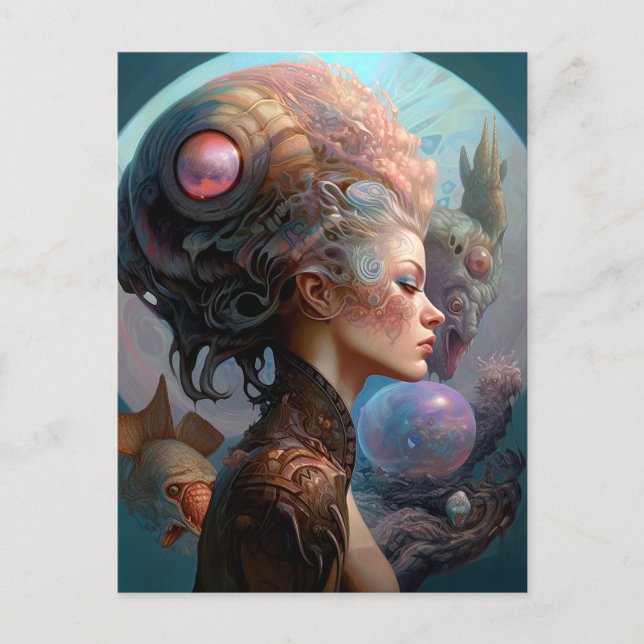 Alien Woman Surreal Science Fiction Art Postkarte (Vorderseite)