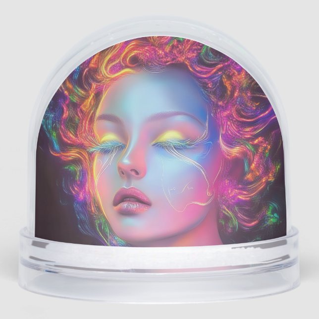 Alien Woman with Cosmic Hair  Schneekugeln (Vorderseite)