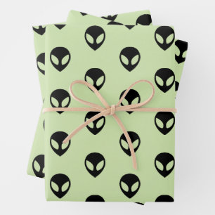 Alien-Wrapping-Papier-Flachblatt-Set 3 Geschenkpapier Set