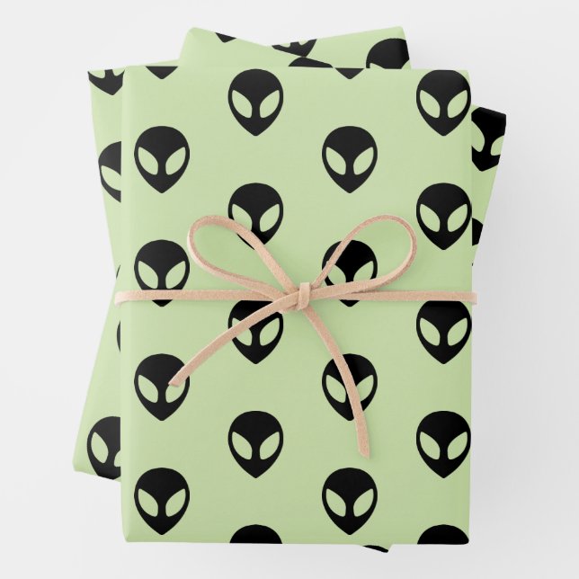 Alien-Wrapping-Papier-Flachblatt-Set 3 Geschenkpapier Set (Beispiel)