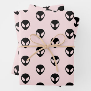 Alien-Wrapping-Papier-Flachblatt-Set 3 Geschenkpapier Set