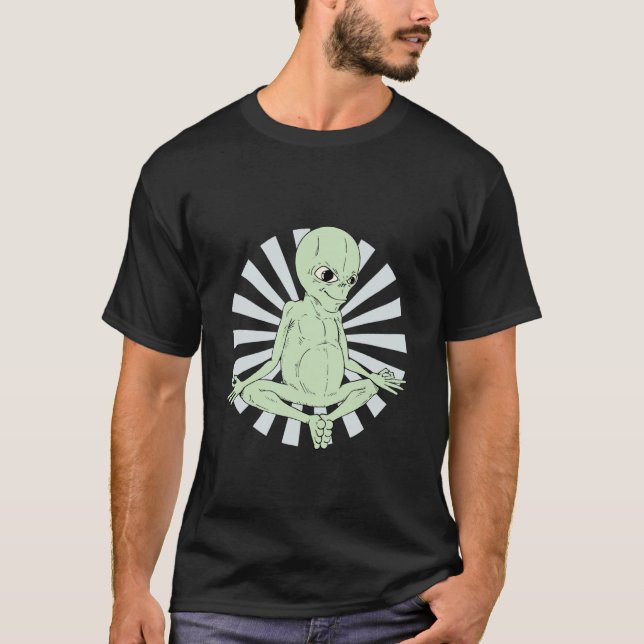 Alien Yoga Namaste T-Shirt (Vorderseite)