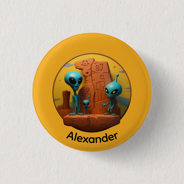 Aliene Familie Button (Vorderseite)