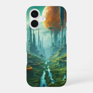 Aliene Natur & futuristische Stadt Surrealer Sci-F iPhone 16 Hülle