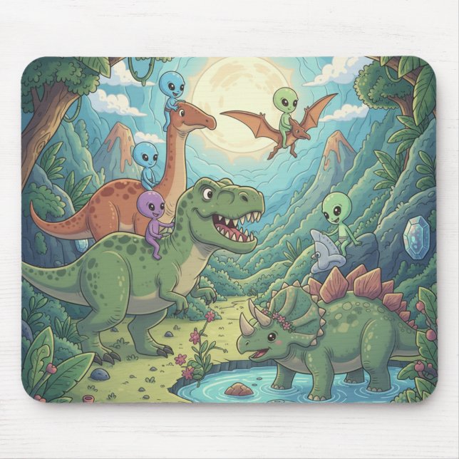 Aliens and Dinosaurs Adventure Mousepad (Vorne)