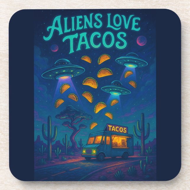 Aliens Love Tacos Getränkeuntersetzer (Vorderseite)