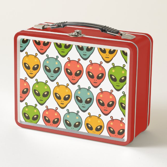 Aliens-Muster-Metall-Lunchbox Metall Brotdose (Vorderseite)