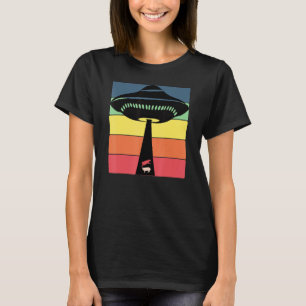 Aliens Ufo entführt eine Kuh und ein Schwein flieg T-Shirt