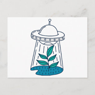 Aliens UFO Feiertagspostkarte