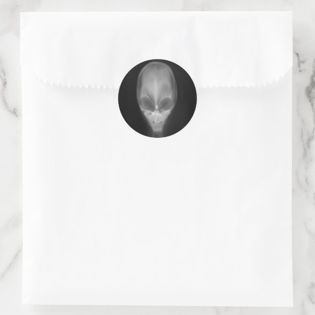 Alienschädel-Röntgenaufnahme Runder Aufkleber (Tasche)