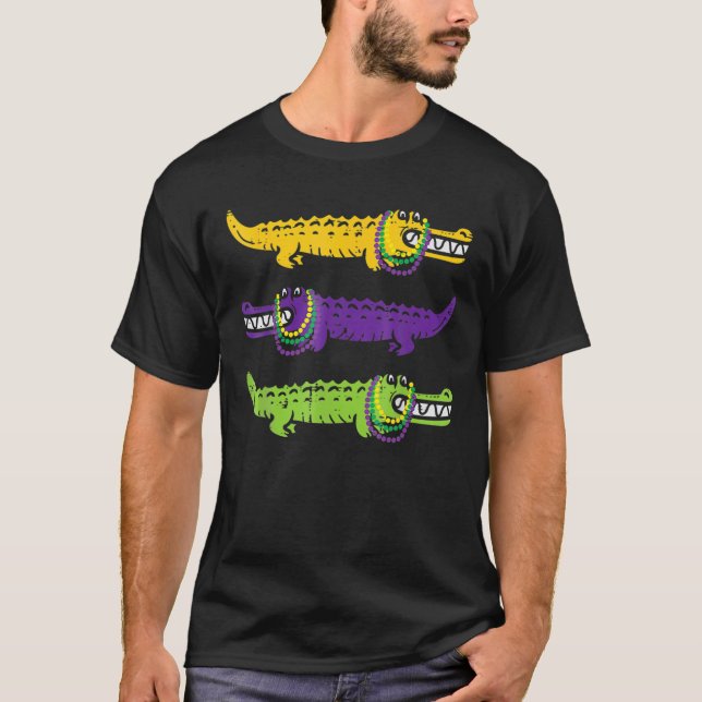 Aligator Crocodiles Louisiana Mardi Gras Frauen Mä T-Shirt (Vorderseite)