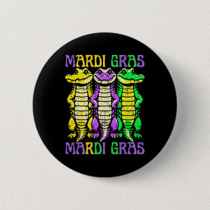 Aligator Crocodiles Louisiana Mardi Gras Karnival Button