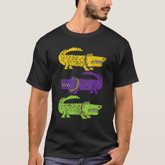 Aligator Crocodiles Louisiana Mardi Gras Party Par T-Shirt (Vorderseite)