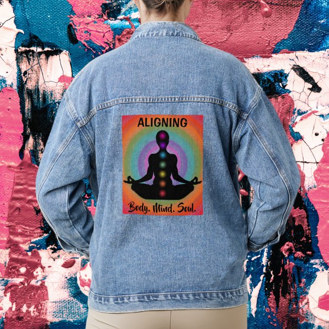 "Alignment Body Mind Soul" Chakra Meditation & Yog Jeansjacke (Von Creator hochgeladen)