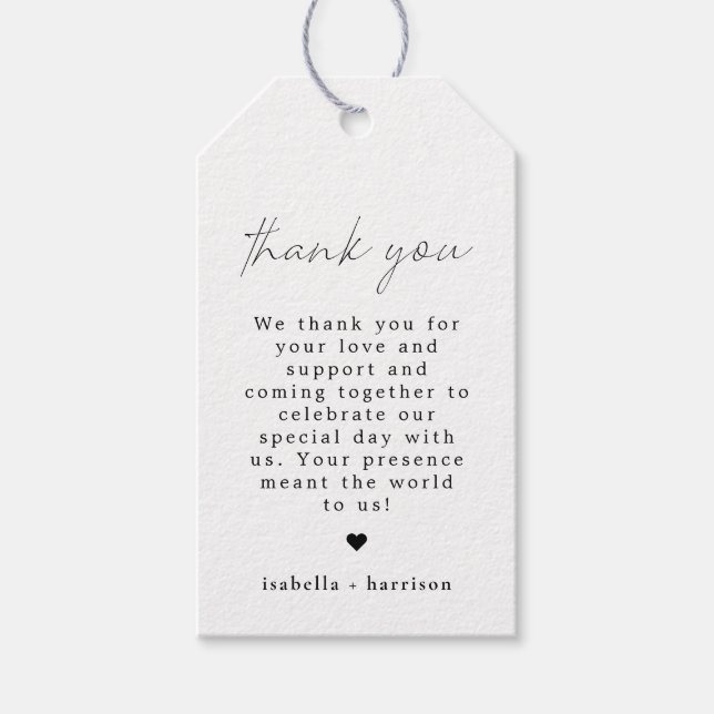 ALINA Elegant Minimalistisch Modern Vielen Dank Geschenkanhänger (Vorderseite)