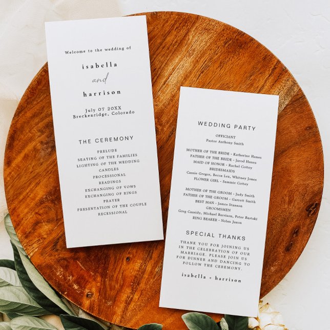 ALINA Minimalistisches Elegantes Long Wedding Prog Menükarte (Von Creator hochgeladen)