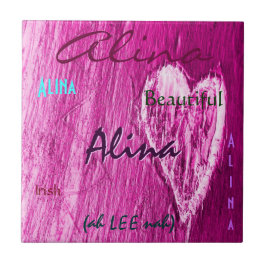 Alina Name Irish Bedeutung mit Light Pink Heart Fliese