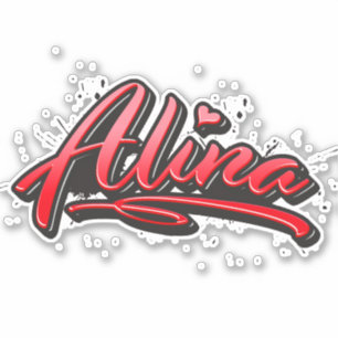 Alina red Heart Graffiti Aufkleber Sticker