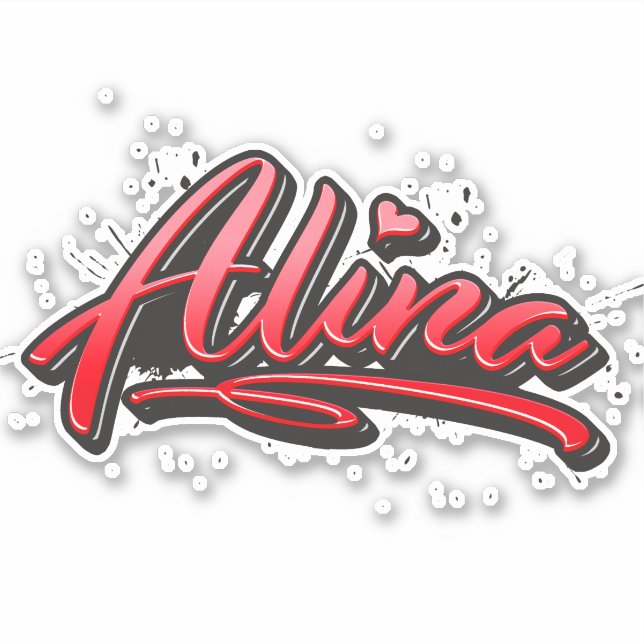 Alina red Heart Graffiti Aufkleber Sticker (Vorderseite)