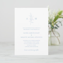 Alisha Dusty Blue Botanical Elegante Wedding Einladung