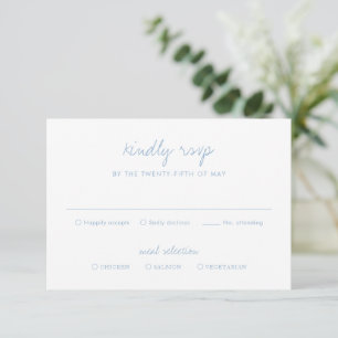 Alisha Dusty Blue Botanical Elegante Wedding RSVP Karte