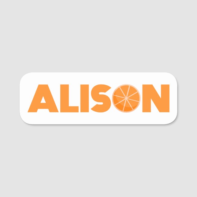 Alison Orange Namensschild (Vorderseite)