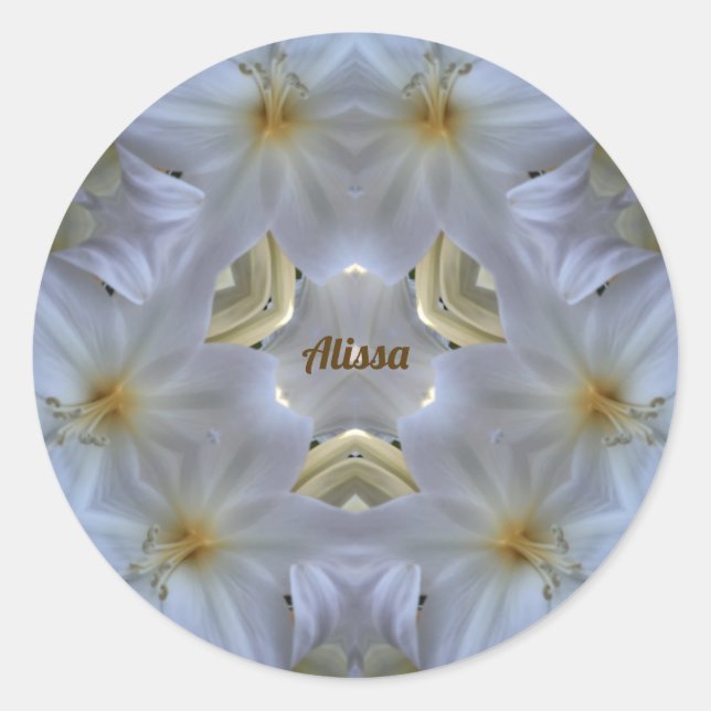ALISSA ~ EASTER LILY WHITE RELIGIOUS ~ RUNDER AUFKLEBER (Vorderseite)