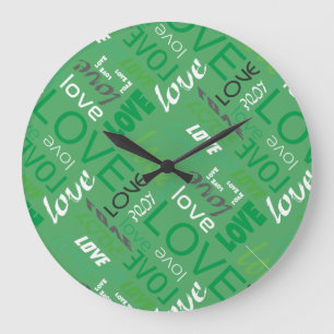 Alive Green Gallery Love Words Art Große Wanduhr